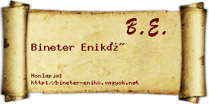 Bineter Enikő névjegykártya